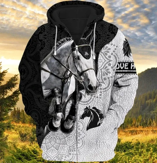 Premium Unique Horse Lover Zip Hoodie Ultra Soft and Warm LTANT040342DS