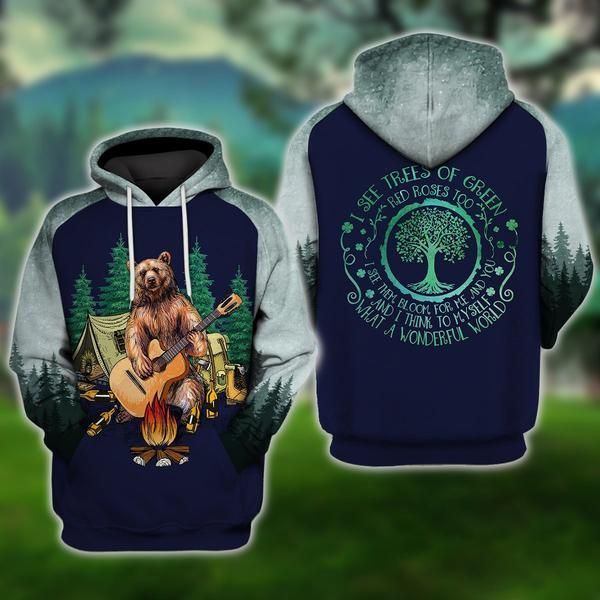Premium Unique Camping Bear Play Guitar Hoodie Ultra Soft and Warm KV310304DS