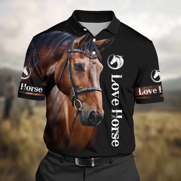 Premium Unique Love Horse 3D Polo All Over Printed VXK280503TR