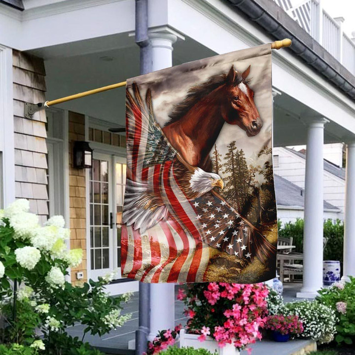 Premium Horse And Eagle American Flag LTA280614