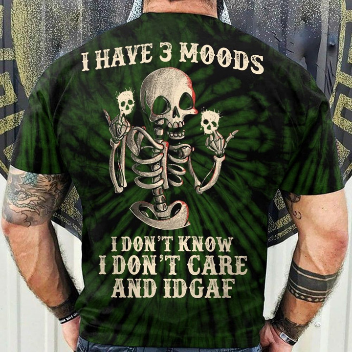 Unique Multicolor Skull I Have 3 Moods T-shirt PVC200802