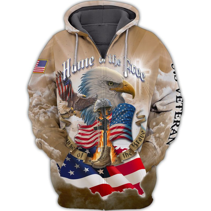 Unique Home Of The Free Because Of The Brave Zip Hoodie PVC221110