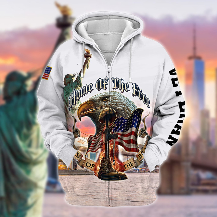 Premium Home Of The Free Because Of The Brave Zip Hoodie PVC110201