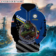 Personalized Unique Navy Amphibious Alligator Zip Hoodie & Cap Collection TVN021201