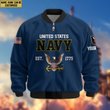Premium Custom US Navy Veteran Bomber Jacket VPVC804002, Gifts For US Navy Veteran, Gifts On Father's Day, Veterans Day.