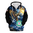 Premium Custom USCG Zip Up Hoodie VPVC609575, Gifts For Coast Guard Veteran, Gifts For Veterans Day.