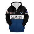 Premium Custom USAF Zip Up Hoodie VPVC609614, Gifts For Air Force Veteran, Gifts For Veterans Day.