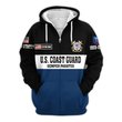 Premium Custom USCG Zip Up Hoodie VPVC609615, Gifts For Coast Guard Veteran, Gifts For Veterans Day.