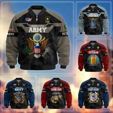 Premium US Veteran Bomber Jacket DPVC211001, Waterproof Windbreaker Coat, US Veteran Gift, Veterans Day Gift.