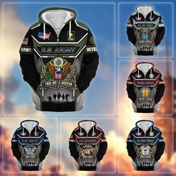 Premium US Veteran Zip Up Hoodie CPHN211011, Gifts For US Veterans, Gifts For Veterans Day.