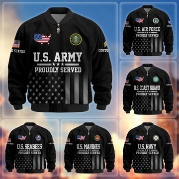 Premium Custom US Veteran Bomber Jacket DPVC281001, Waterproof Windbreaker Coat, US Veteran Gift, Veterans Day Gift.