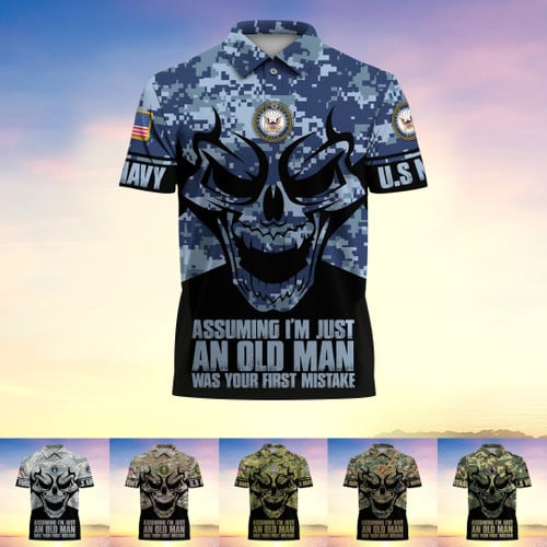 Assuming I'm Just An Old Man Was Your First Mistake US Veteran MultiService Polo Shirt MH130602
