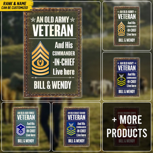 Premium Personalised An Old Veteran Live Here U.S Veteran Metal Sign NPVC010803