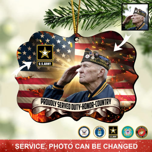 Unique Custom Photo US Veteran Ornament NPVC141101