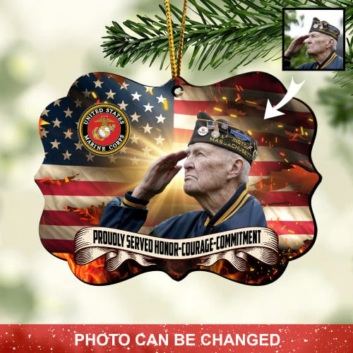 Unique Custom Photo US Veteran Ornament NPVC141101