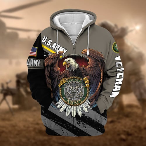 Premium Eagle US Veteran Zip Hoodie NPVC041103