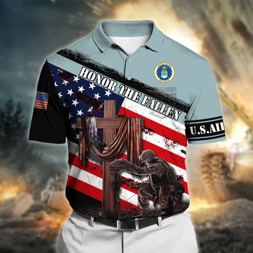 Premium Honor The Fallen US Veteran Polo Shirt With Pocket NPVC160301