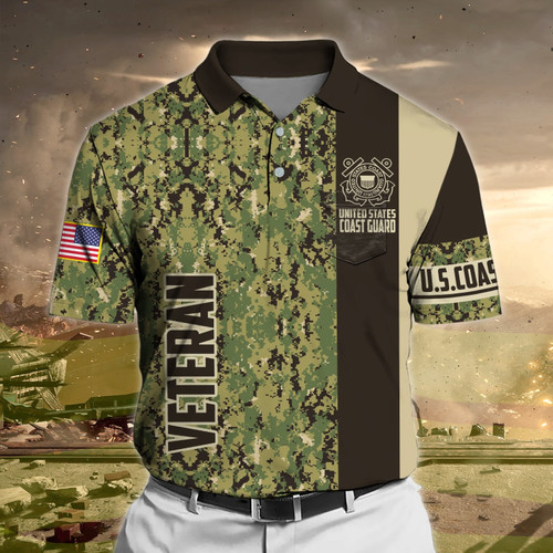 Premium Camo Soldier US Veteran Polo Shirt With Pocket NPVC170301