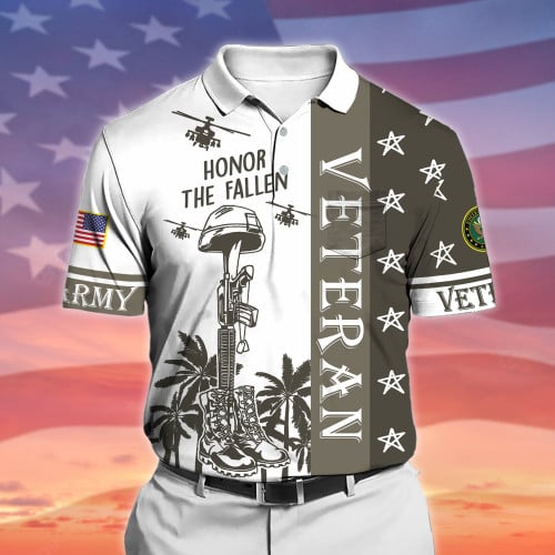Premium Honor The Fallen US Veteran Polo Shirt With Pocket NPVC070410