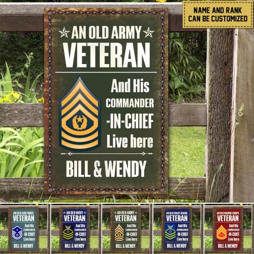 Premium Personalized An Old Veteran Live Here U.S Veteran Metal Sign NPVC010803