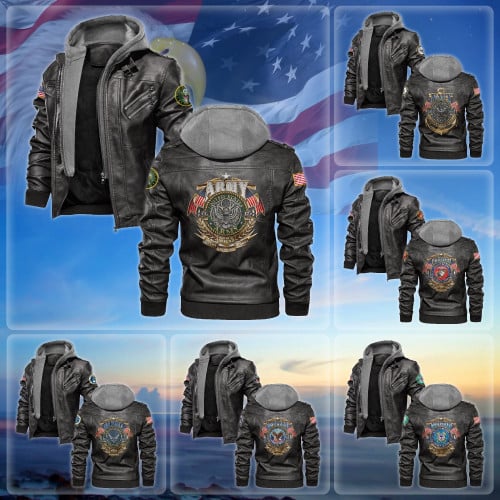 Premium Multiple US Military Services US Veteran Leather Jacket APVC130901