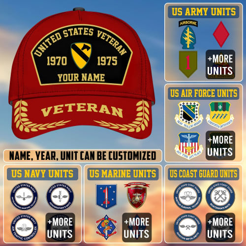 Premium Custom Unit, Name, Years of Service US Veterans Cap APVC250101