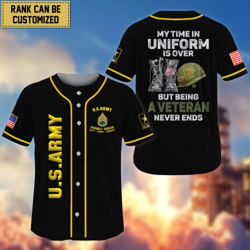 Premium Personalized My Time In Uniform Is Over But Being A Veteran Never Ends US Veterans Baseball Jersey APVC100401