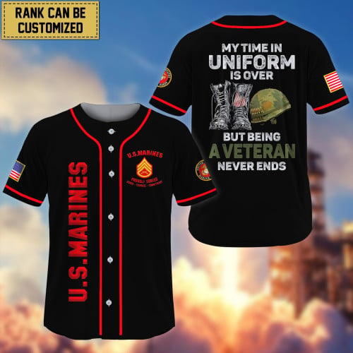 Premium Personalized My Time In Uniform Is Over But Being A Veteran Never Ends US Veterans Baseball Jersey APVC100401
