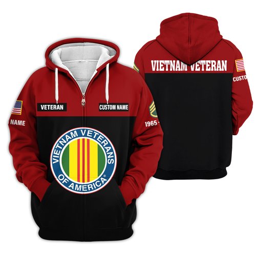 Premium Custom Vietnam Veteran Zip Up Hoodie VPVC609436, Gifts For Vietnam Veteran, Gifts For Veterans Day.