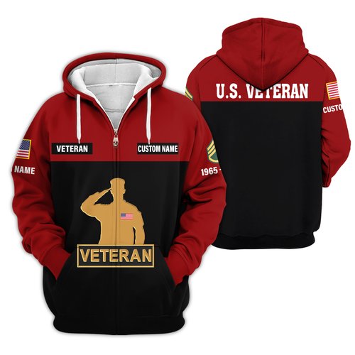 Premium Custom US Veteran Zip Up Hoodie VPVC609437, Gifts For US Veteran, Gifts For Veterans Day.