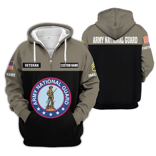 Premium Custom Army National Guard Zip Up Hoodie VPVC609438, Gifts For Army National Guard Veteran, Gifts For Veterans Day.