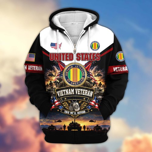 Premium US Veteran Zip Up Hoodie BTTN091021, Gifts For US Veterans, Gifts For Veterans Day.