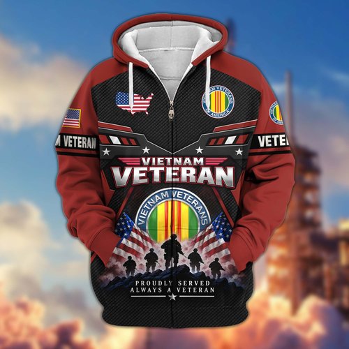 Premium US Veteran Zip Up Hoodie CPHN081012, Gifts For US Veterans, Gifts For Veterans Day.