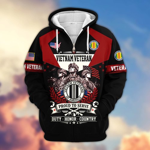 Premium US Veteran Zip Up Hoodie BTTN121021, Gifts For US Veterans, Gifts For Veterans Day.