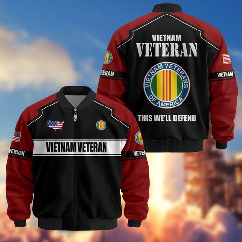 Premium US Veteran Bomber Jacket ATTN140921, Waterproof Windbreaker Coat, US Veteran Gift, Veterans Day Gift.
