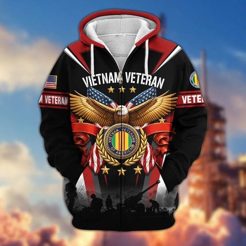 Premium US Veteran Zip Up Hoodie CPHN141011, Gifts For US Veterans, Gifts For Veterans Day.