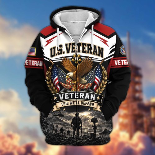 Premium US Veteran Zip Up Hoodie CPHN151011, Gifts For US Veterans, Gifts For Veterans Day.