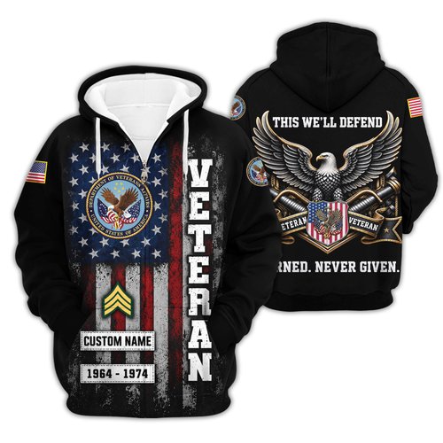 Premium Custom US Veteran Zip Up Hoodie VPVC609557, Gifts For US Veteran, Gifts For Veterans Day.