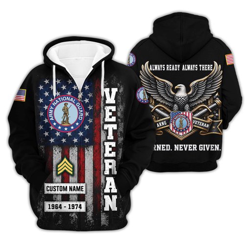 Premium Custom Army National Guard Zip Up Hoodie VPVC609558, Gifts For Army National Guard Veteran, Gifts For Veterans Day.