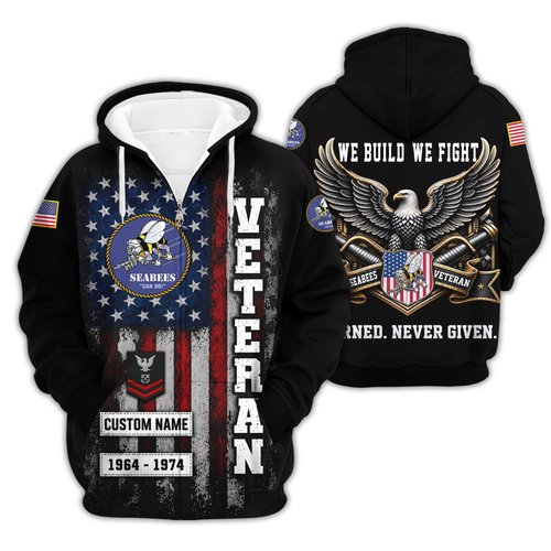 Premium Custom US Seabees Zip Up Hoodie VPVC609559, Gifts For Seabees Veteran, Gifts For Veterans Day.