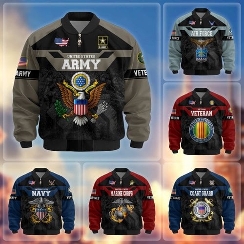 Premium US Veteran Bomber Jacket DPVC211001, Waterproof Windbreaker Coat, US Veteran Gift, Veterans Day Gift.