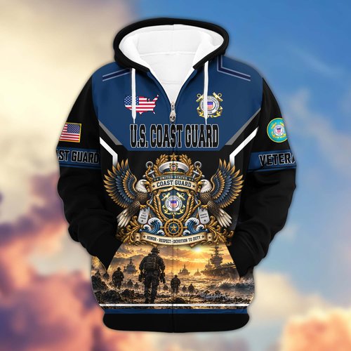 Premium US Veteran Zip Up Hoodie BTTN221023, Gifts For US Veterans, Gifts For Veterans Day.