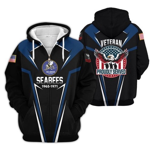 Premium Custom US Seabees Zip Up Hoodie VPVC609609, Gifts For Seabees Veteran, Gifts For Veterans Day.