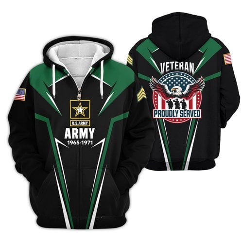 Premium Custom US Army Zip Up Hoodie VPVC609601, Gifts For Army Veteran, Gifts For Veterans Day.