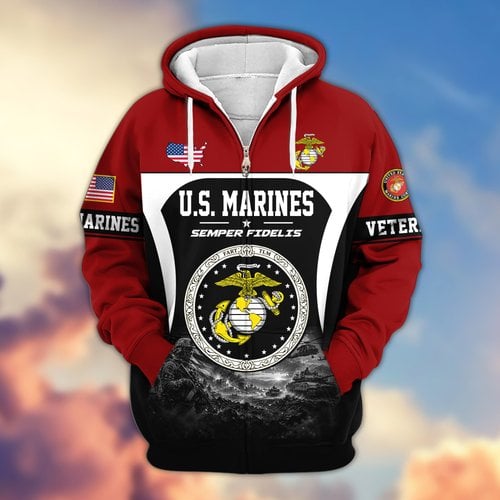 Premium US Veteran Zip Up Hoodie BTTN271022, Gifts For US Veterans, Gifts For Veterans Day.