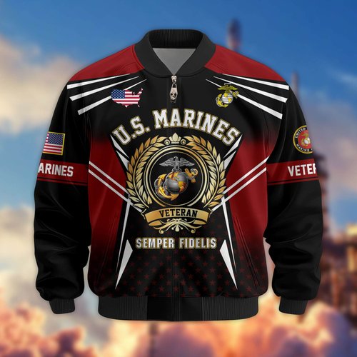 Premium US Veteran Bomber Jacket BTTN281021, Waterproof Windbreaker Coat, US Veteran Gift, Veterans Day Gift.
