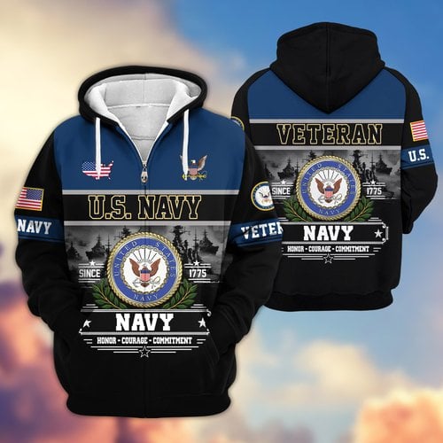 Premium US Veteran Zip Up Hoodie BTTN291021, Gifts For US Veterans, Gifts For Veterans Day.