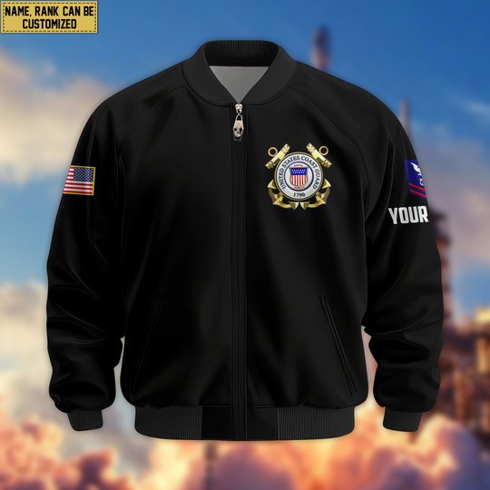 Premium Custom USCG Veteran Bomber Jacket VPVC803705, Gifts For Coast Guard Veteran, Gifts On Father's Day, Veterans Day.