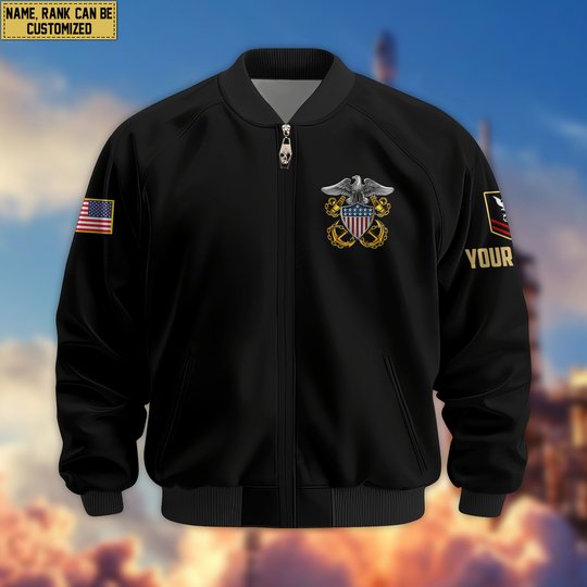 Premium Custom US Navy Veteran Bomber Jacket VPVC803802, Gifts For US Navy Veteran, Gifts On Father's Day, Veterans Day.
