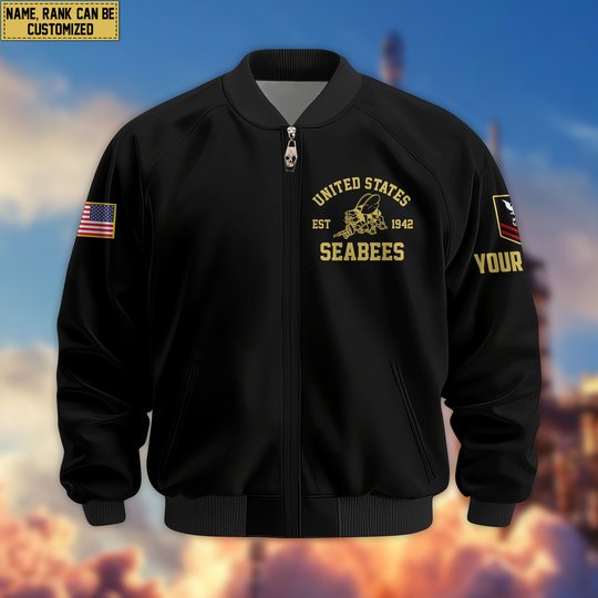 Premium Custom US Seabees Bomber Jacket VPVC804109, Gifts For Seabees Veteran, Gifts On Father's Day, Veterans Day.